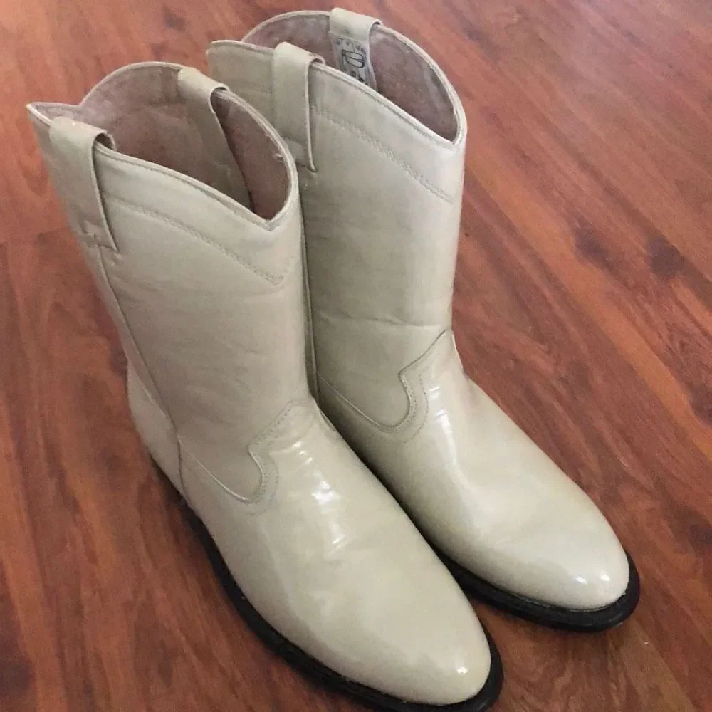 NEW ￼D'emanuel's Cream handmade cowboy western boots vintage size 25 Mexico 7 me